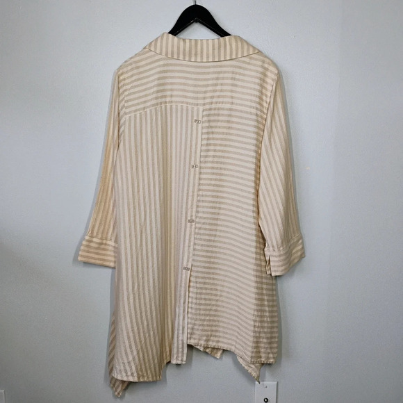 Soft Surroundings Stripes Lagenlook Asymmetrical Button Down Tunic Size Large - Picture 4 of 13